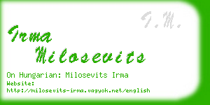 irma milosevits business card